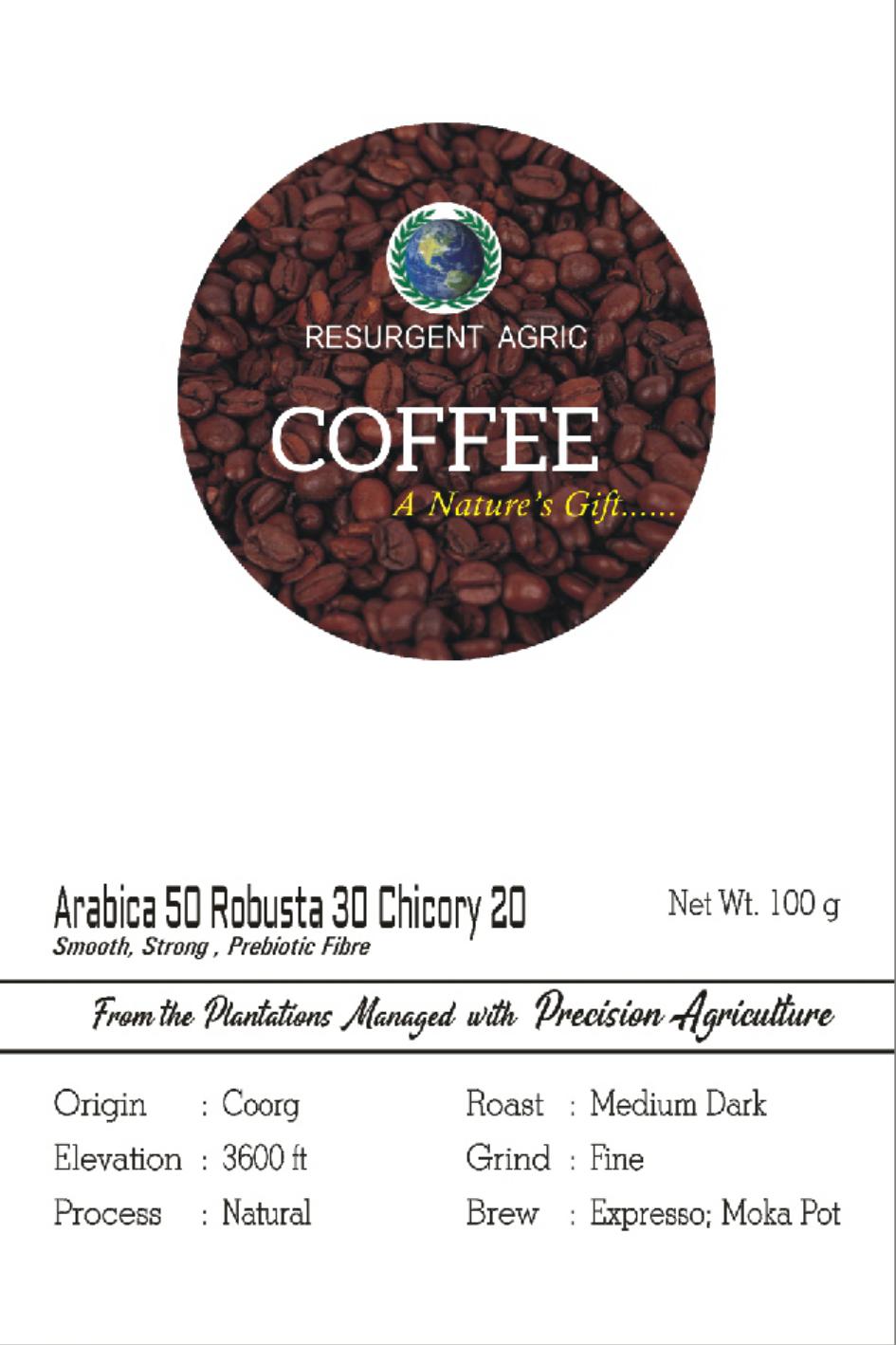 Arabica 50 Robusta 30 Chicory 20 (Medium Dark - Fine)