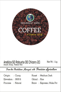 Arabica 50 Robusta 30 Chicory 20 (Medium Dark - Fine)