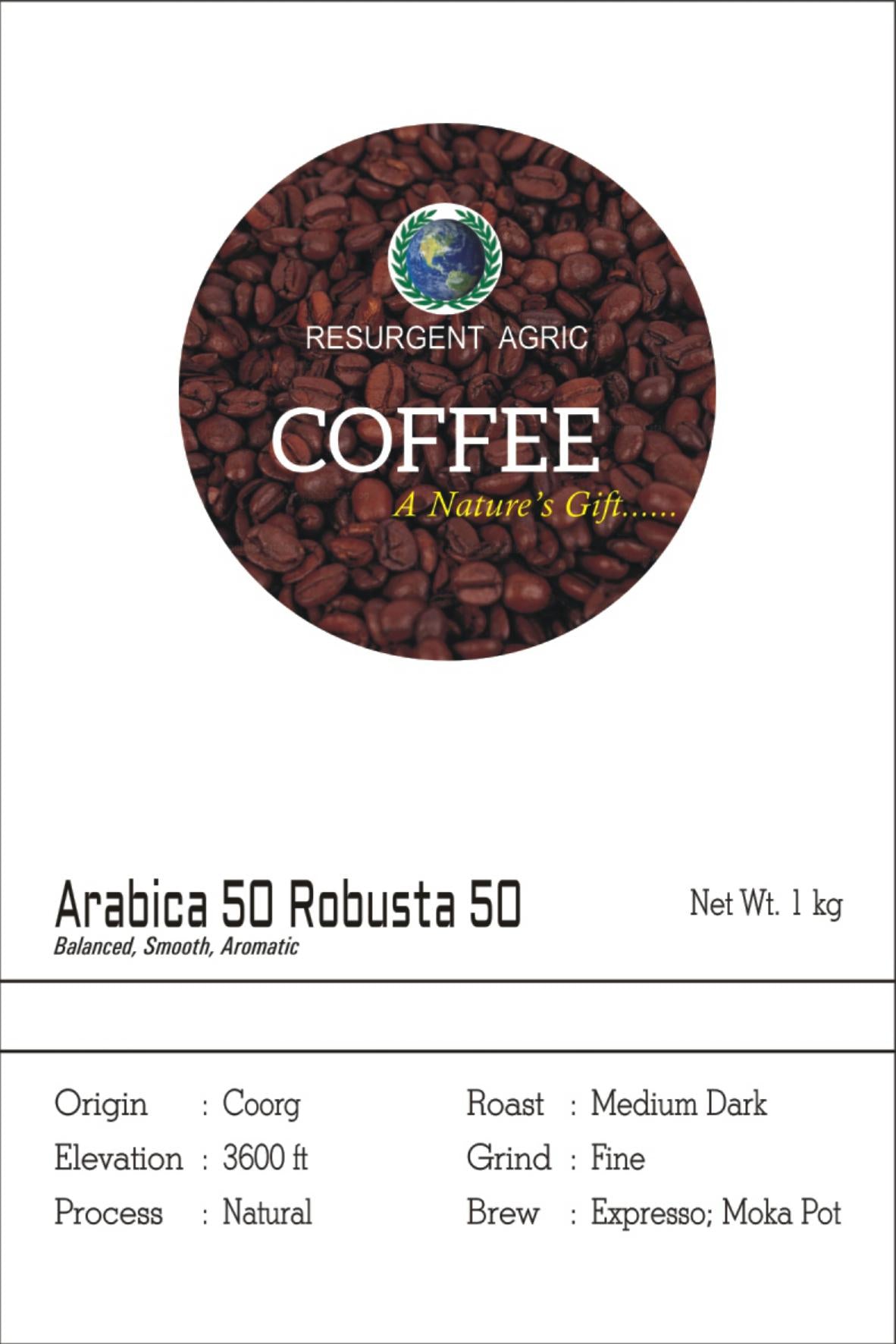 Arabica 50 Robusta 50 (Medium Dark - Fine)