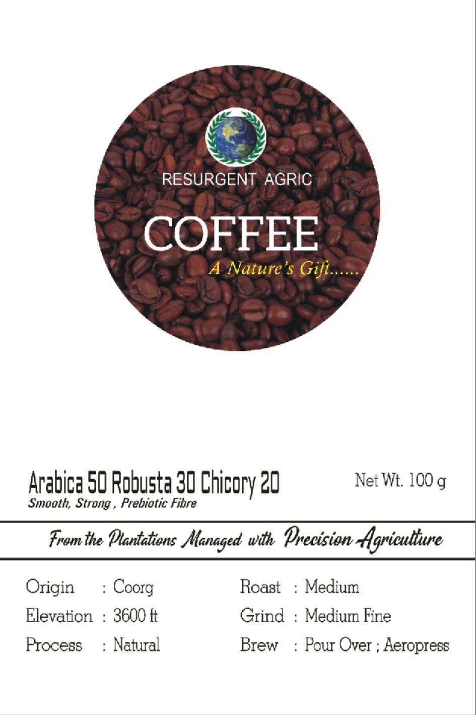 Arabica 50 Robusta 30 Chicory 20 (Medium - Medium Fine)