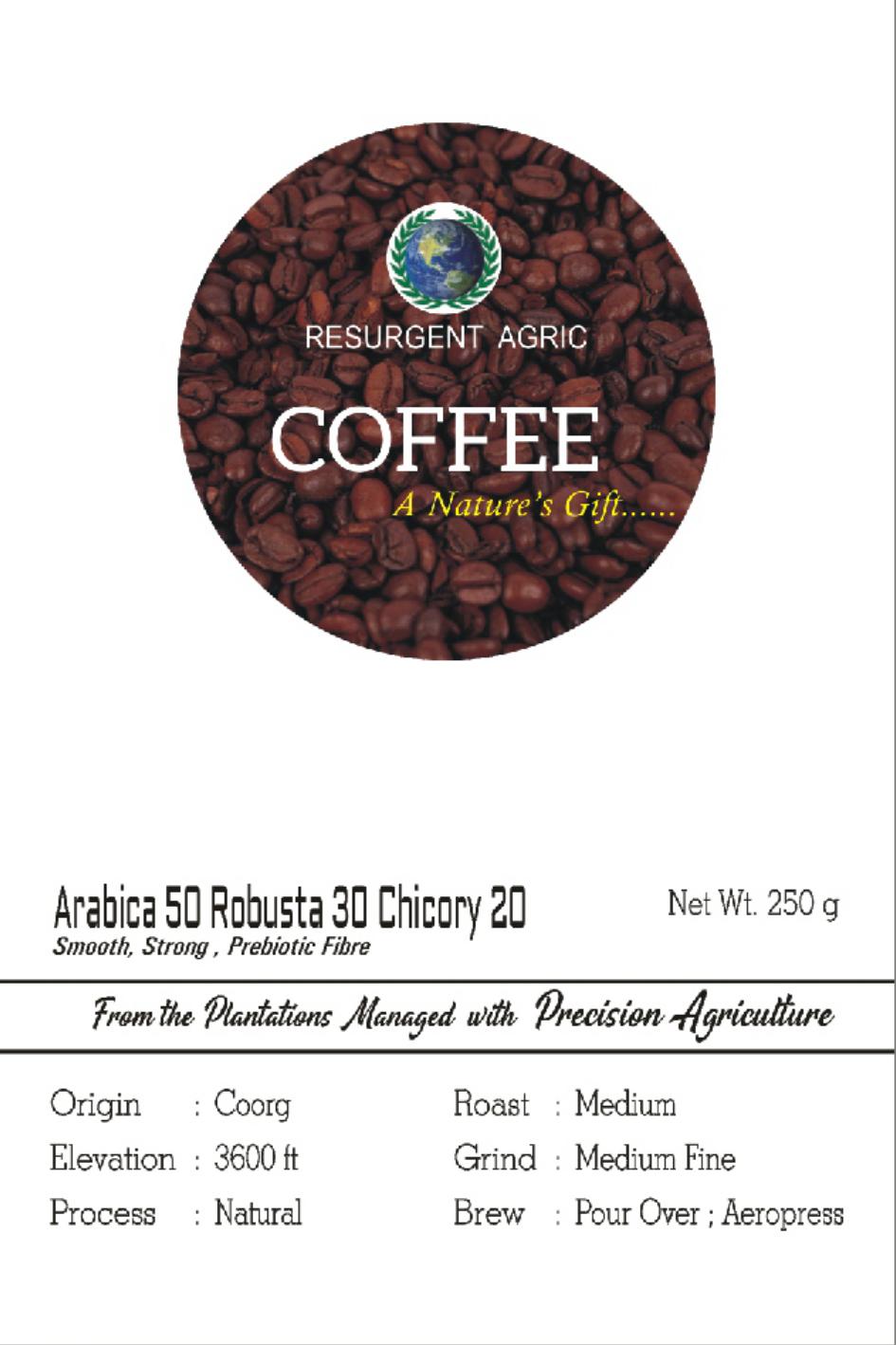 Arabica 50 Robusta 30 Chicory 20 (Medium - Medium Fine)