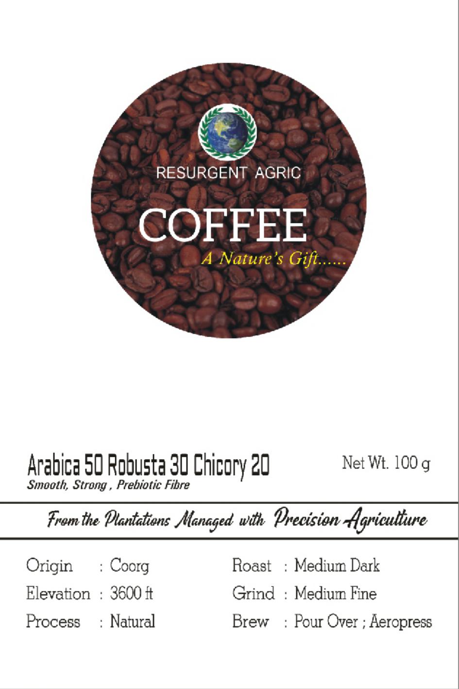 Arabica 50 Robusta 30 Chicory 20 (Medium Dark - Medium Fine)