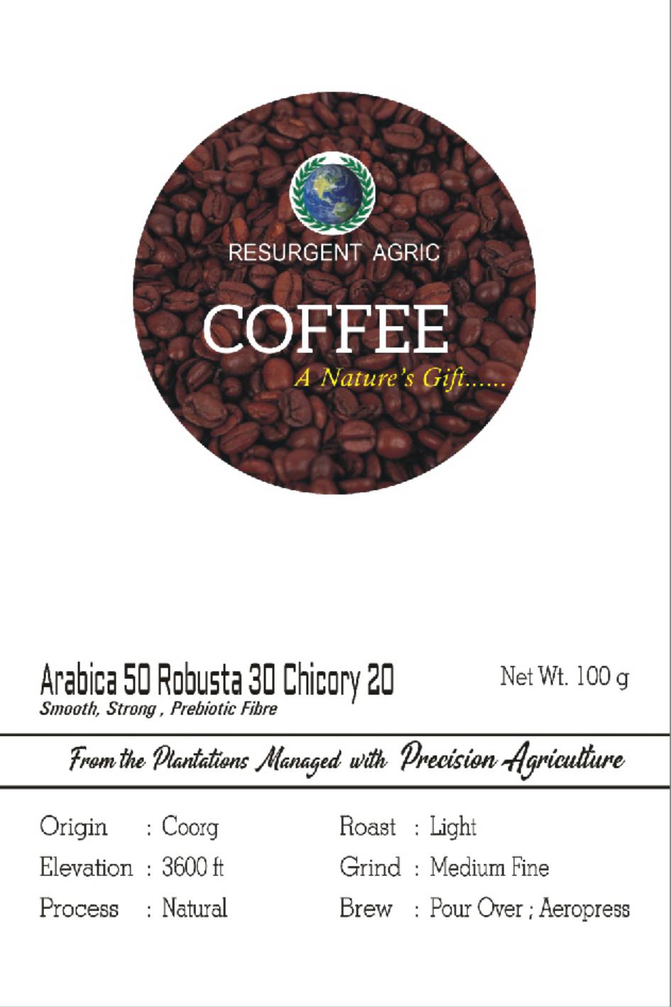 Arabica 50 Robusta 30 Chicory 20 (Light - Medium Fine)