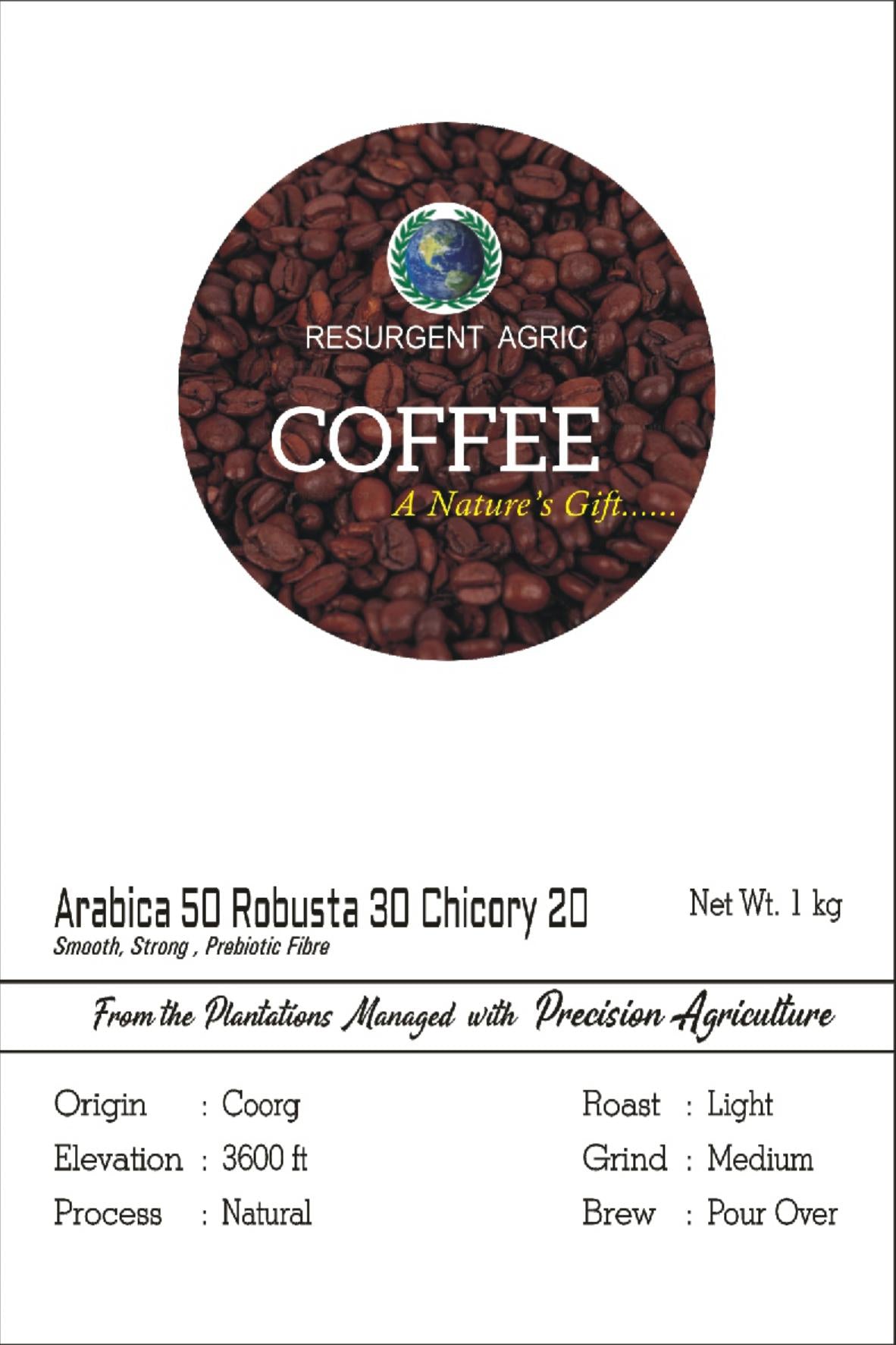 Arabica 50 Robusta 30 Chicory 20 (Light - Medium)