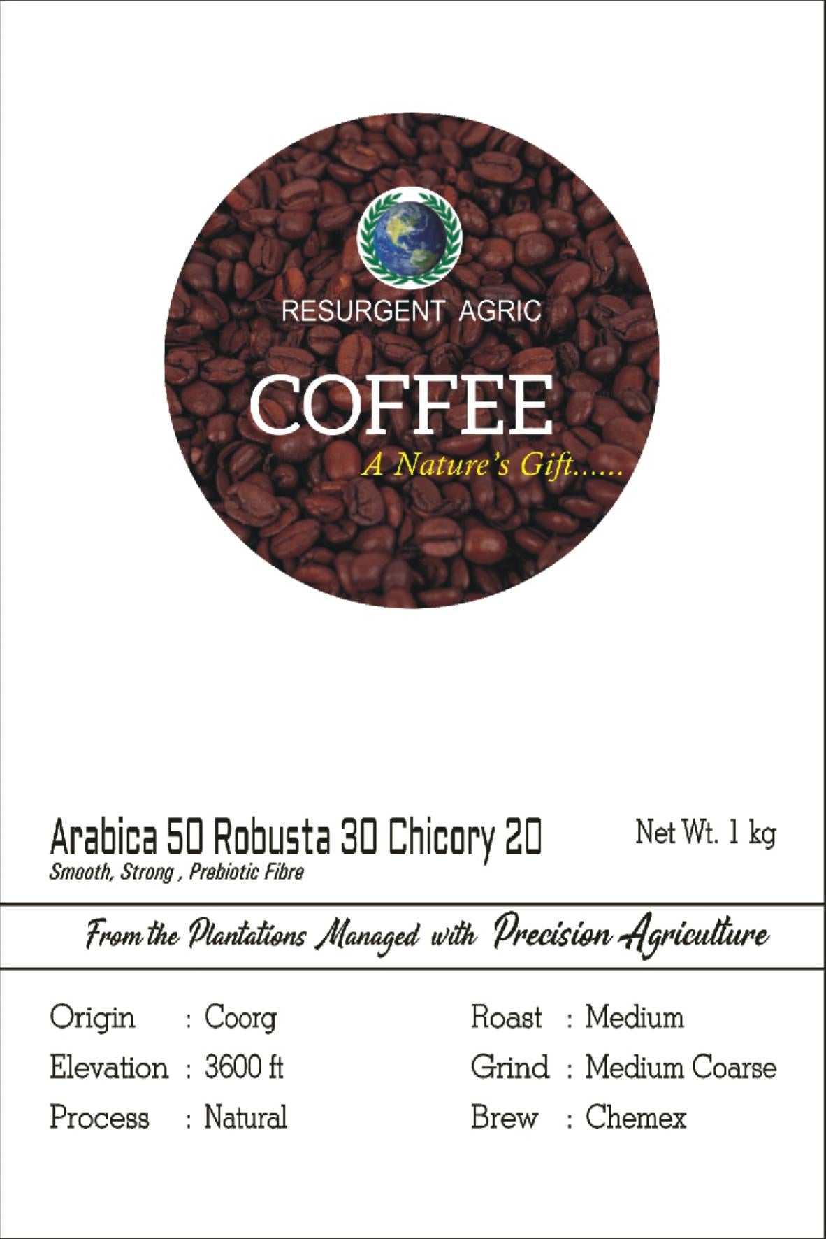 Arabica 50 Robusta 30 Chicory 20 (Medium - Medium Coarse)