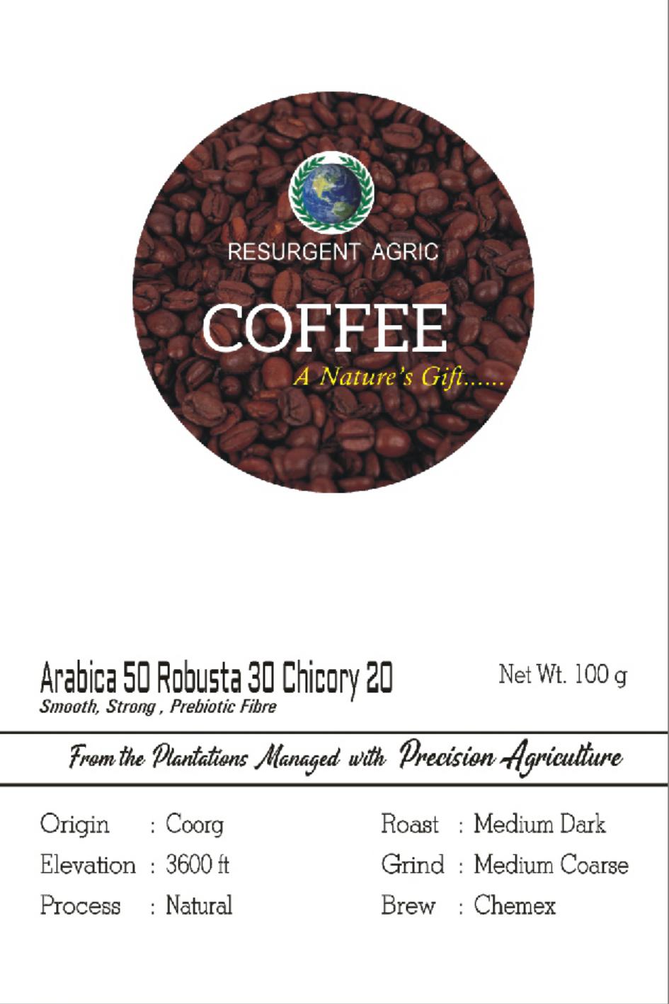 Arabica 50 Robusta 30 Chicory 20 (Medium Dark - Medium Coarse)