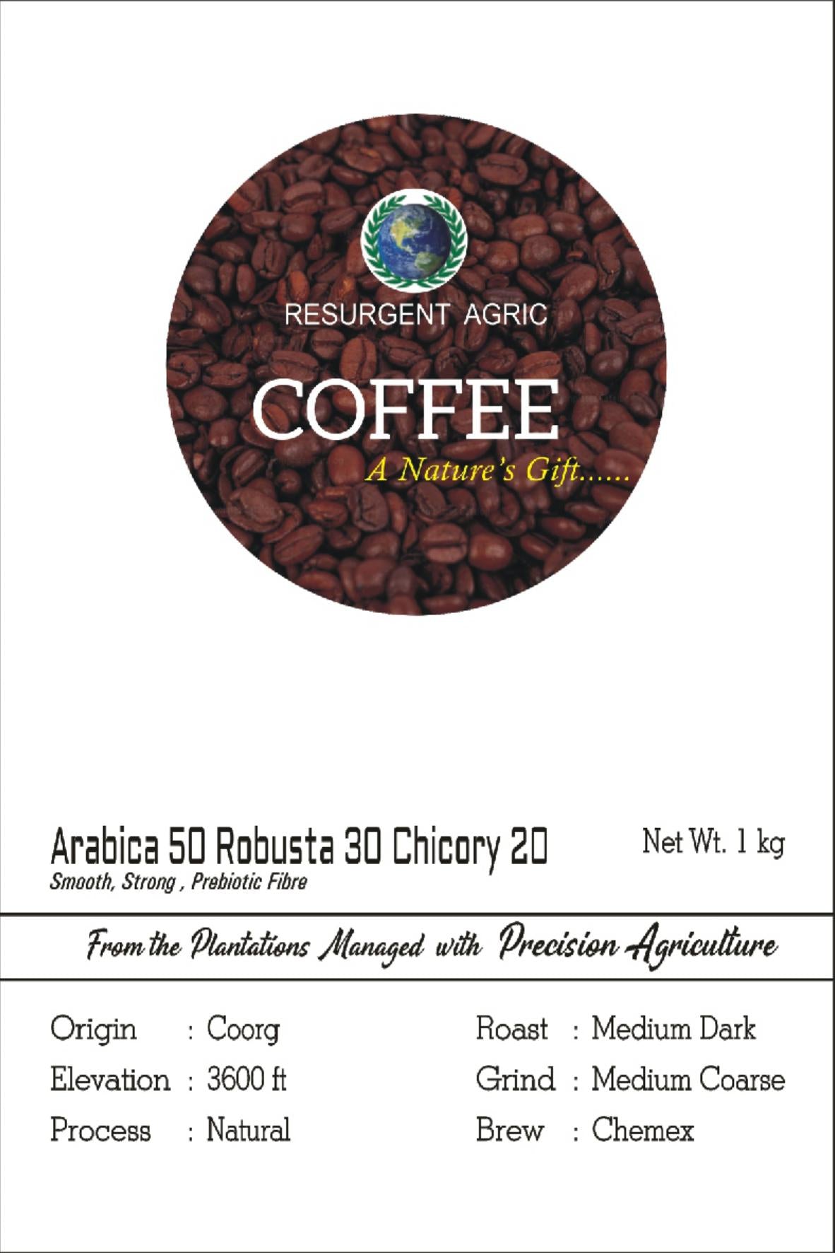 Arabica 50 Robusta 30 Chicory 20 (Medium Dark - Medium Coarse)