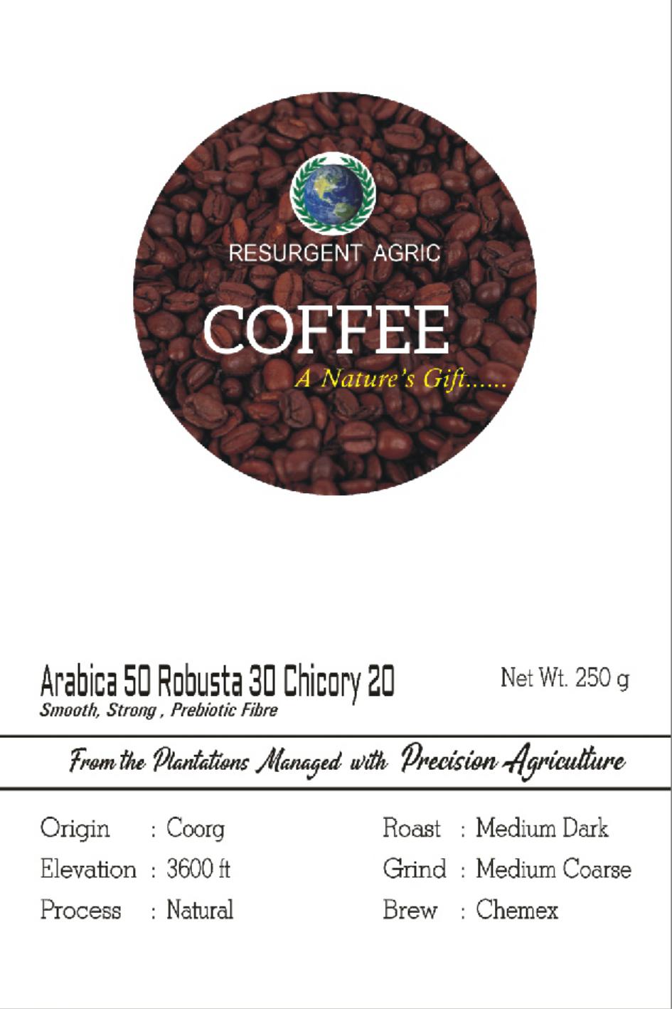 Arabica 50 Robusta 30 Chicory 20 (Medium Dark - Medium Coarse)