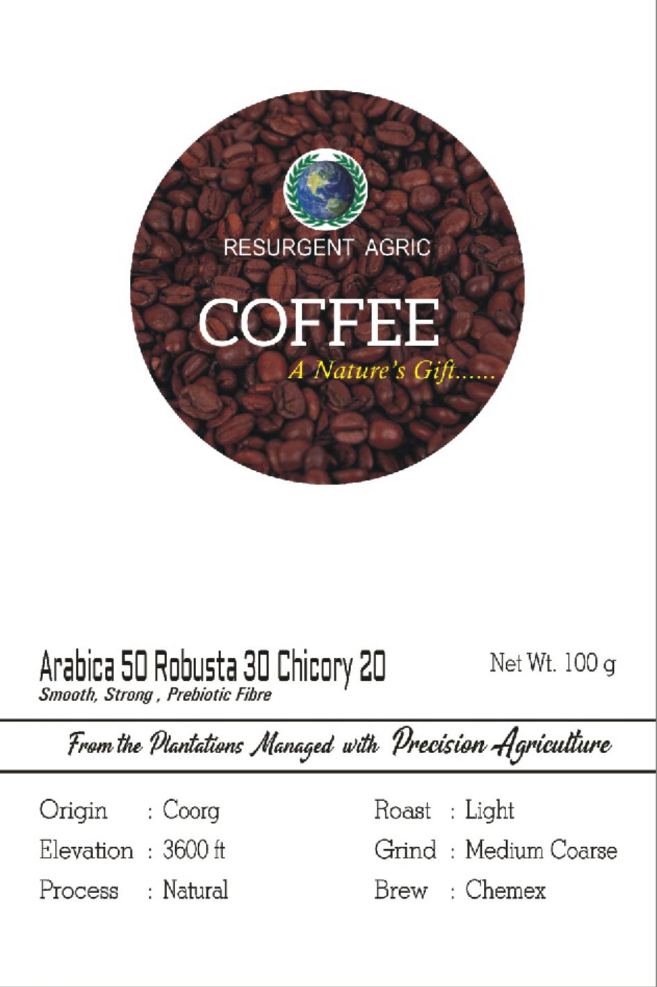 Arabica 50 Robusta 30 Chicory 20 (Light - Medium Coarse)