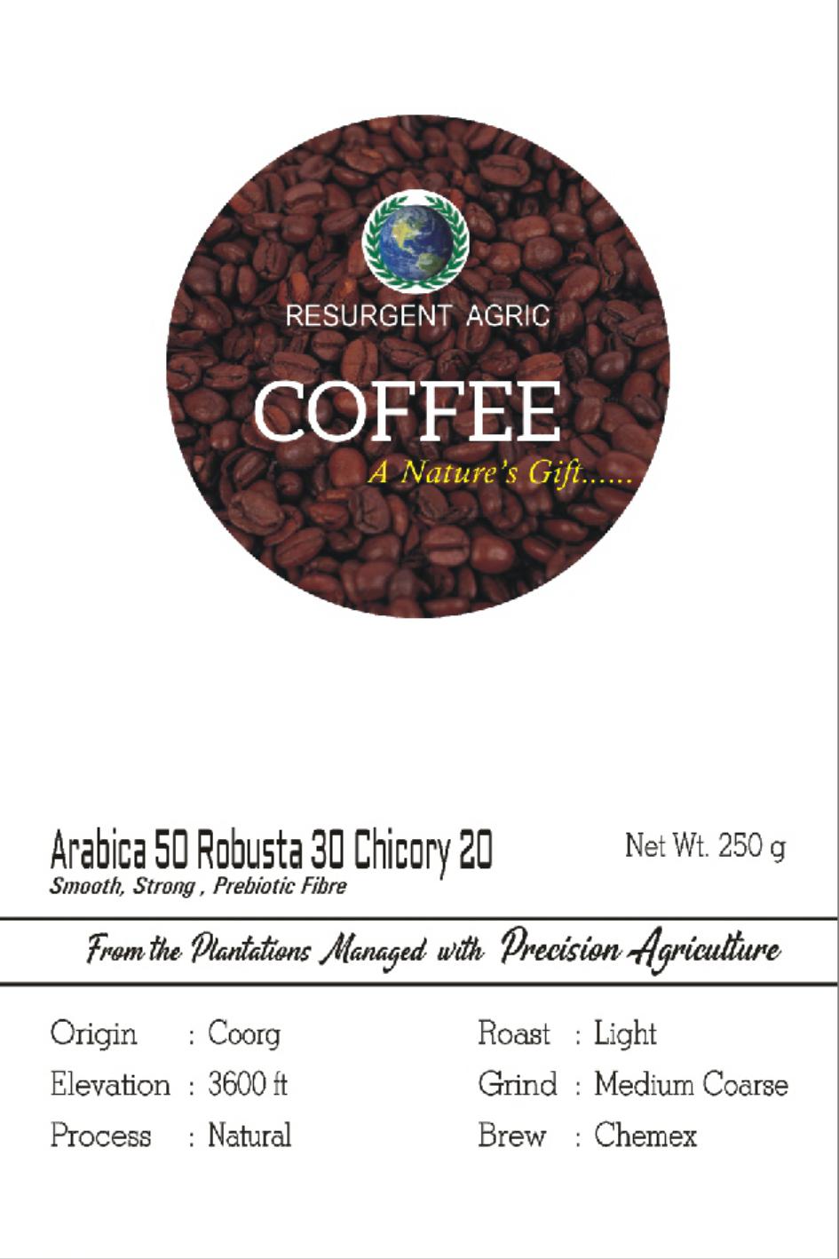 Arabica 50 Robusta 30 Chicory 20 (Light - Medium Coarse)