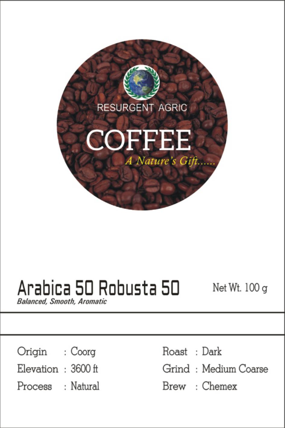 Arabica 50 Robusta 50 (Dark - Medium Coarse)
