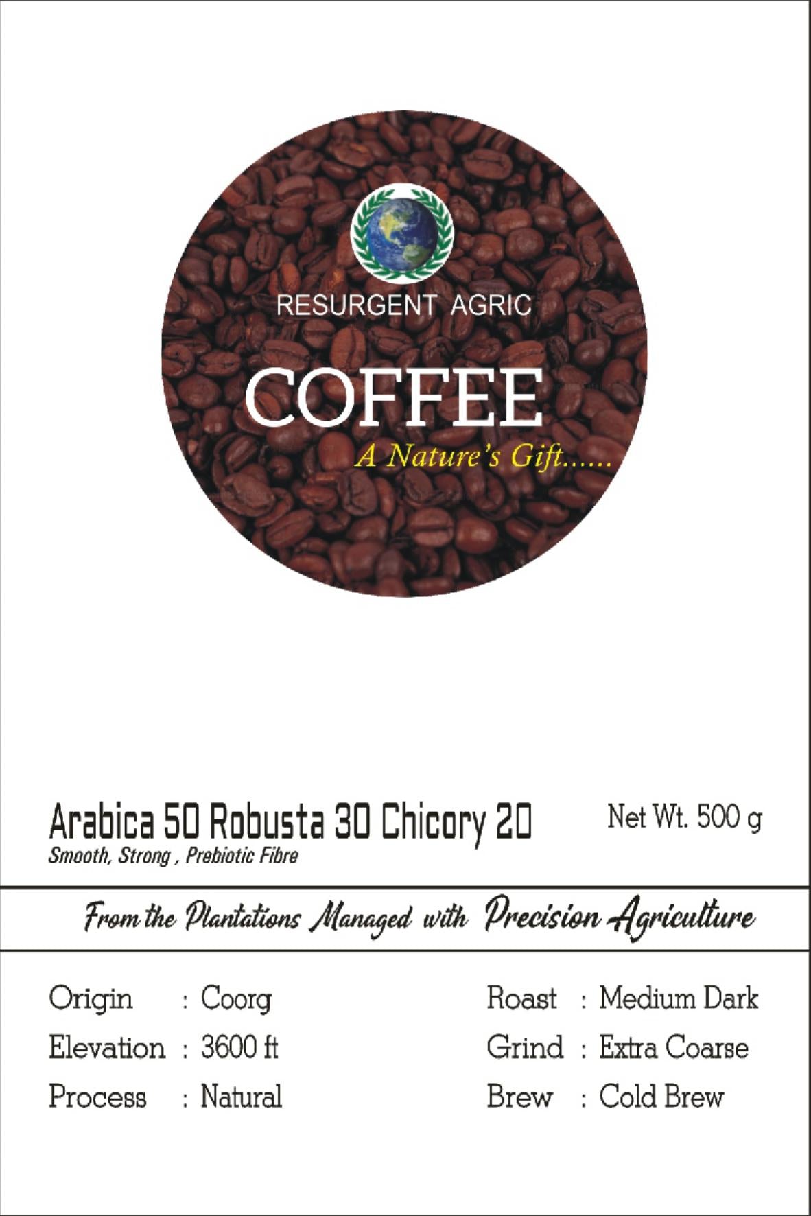 Arabica 50 Robusta 30 Chicory 20 (Medium Dark - Extra Coarse)