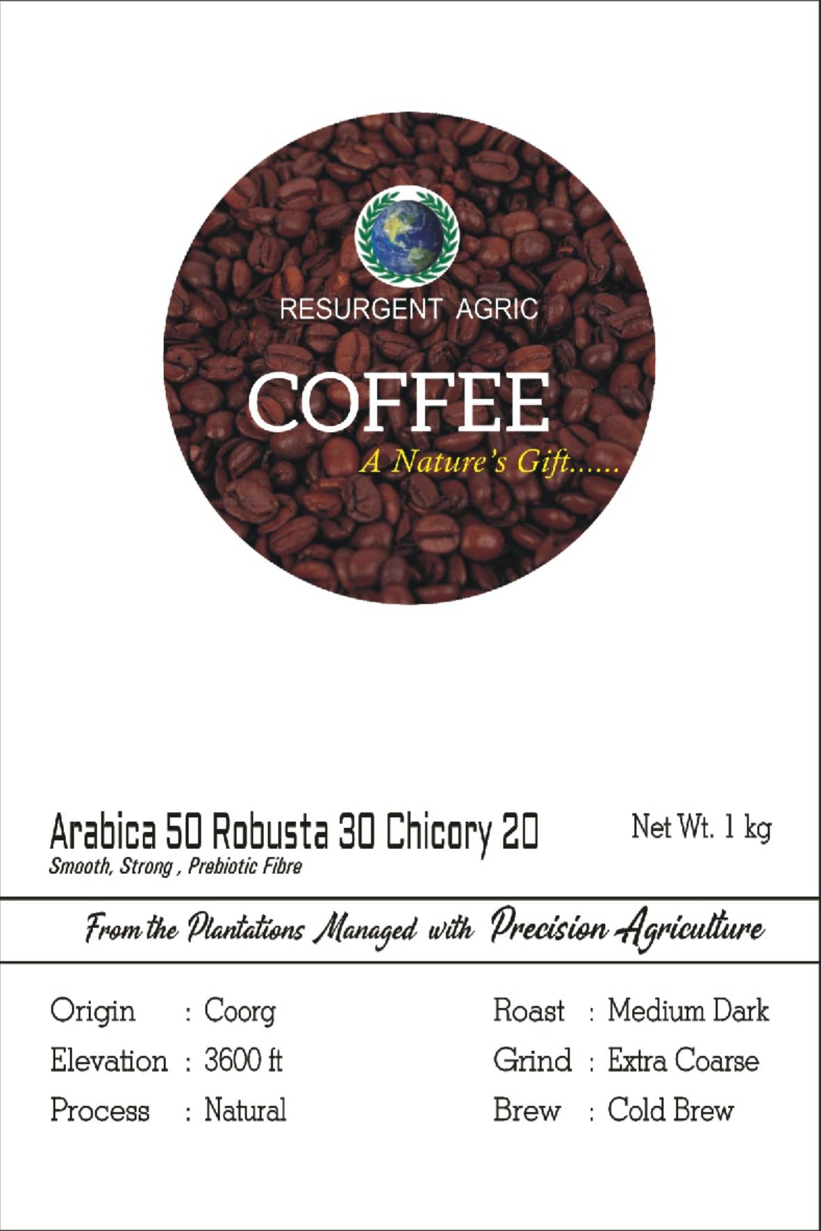 Arabica 50 Robusta 30 Chicory 20 (Medium Dark - Extra Coarse)