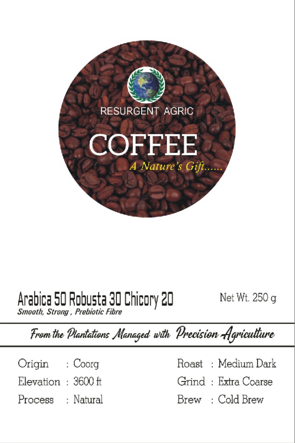 Arabica 50 Robusta 30 Chicory 20 (Medium Dark - Extra Coarse)